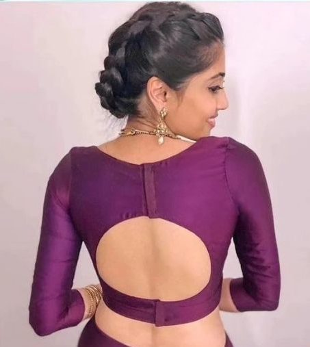 Purple Color Blouse for Broad Shoulders