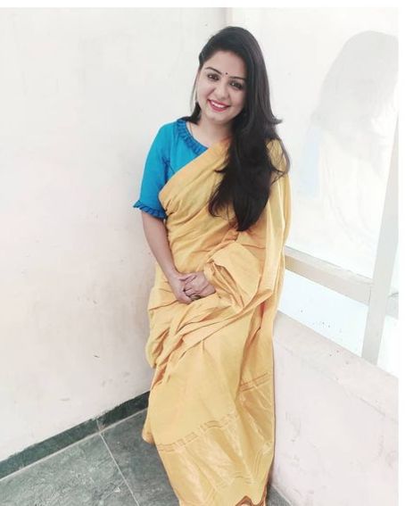 Rama Blue Color Frill Designer Blouse