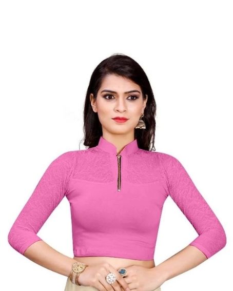 Readymade Cotton Spandex 3/4 Net Sleeves Stretchable Blouse