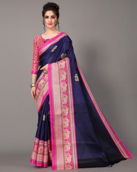 Ruchika Fashion Navy Blue Mysore Silk Saree