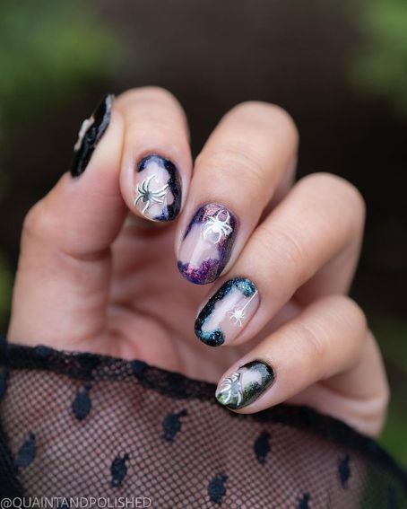 Spider Theme Halloween Nail Art By ILNP