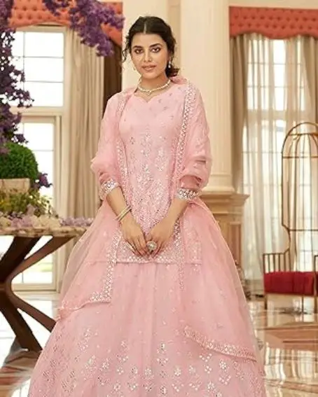 Trendy Pink Color Georgette Lehenga Choli