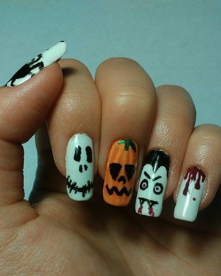 Vampire Ghost Halloween Nail Art