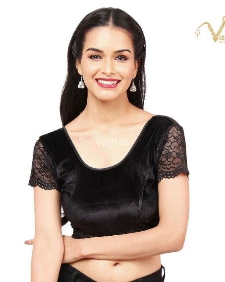 Velvet Non-Padded Stretchable Sleeveless Saree Blouse