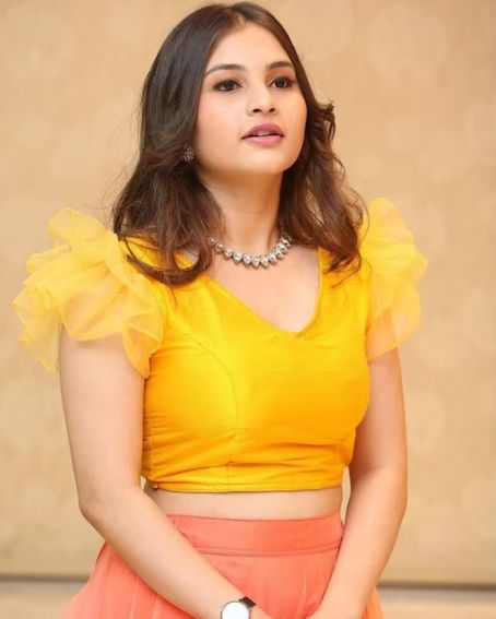 Yellow Color Beautiful Frill Sleeves Blouse Design