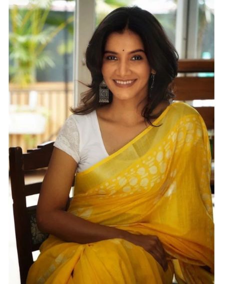 Yellow Fancy Cotton Saree with White Blouse