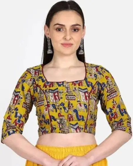 Yellow Kalamkari Print Blouse