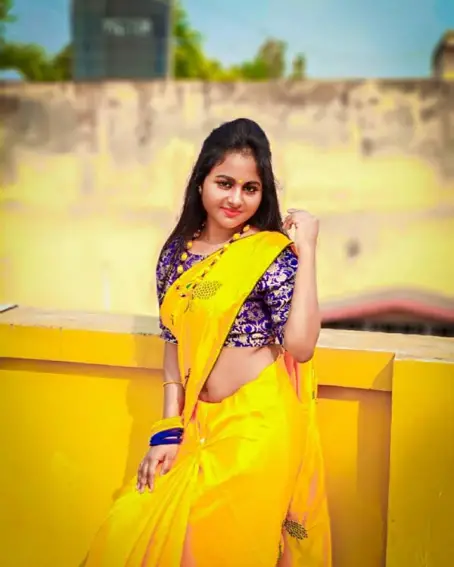 Yellow Plain Fancy Saree with Benarasi Blouse