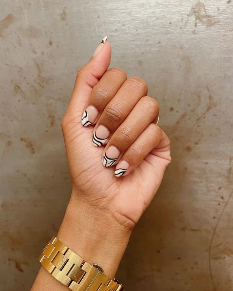 Zebra-inspired French Manicure