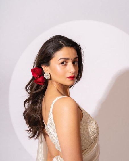 Alia Bhatt in White Silk Saree