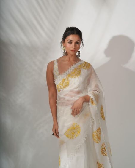 Alia Bollywood Designer Saree with Blouse New Trending Organza Silk Saree