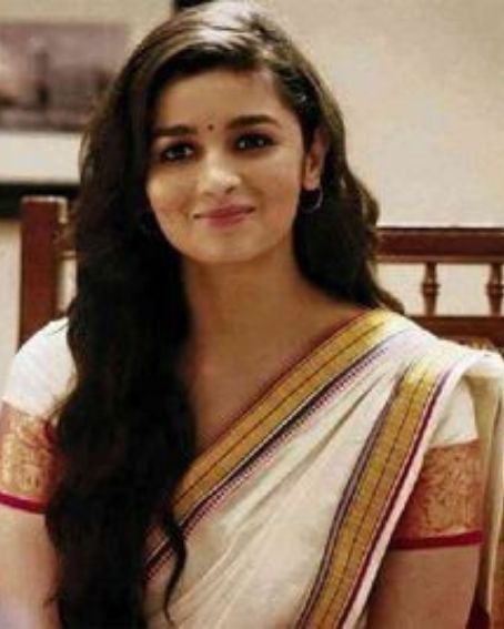 Alia in White Kerala Style Saree