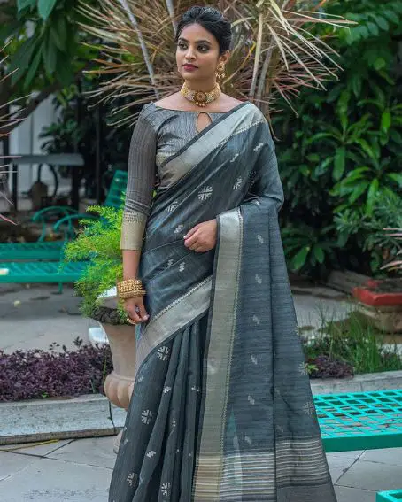 Anchor Gray Tussar Saree