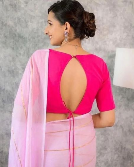 Baby Pink Saree With Pink Blouse Design