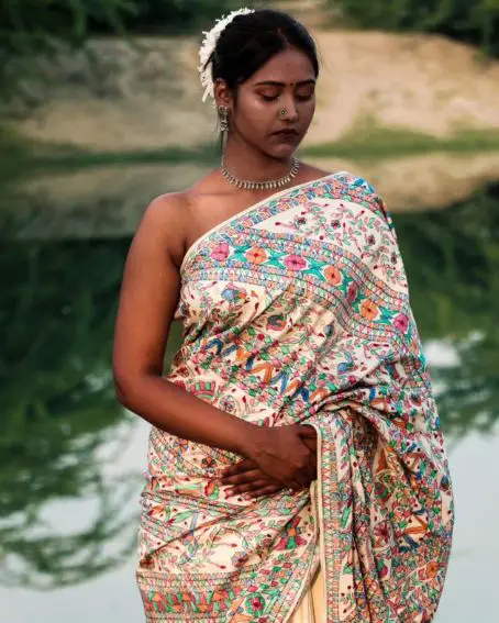 Bhagalpuri Madhubani Hand Painted Handloom Silk