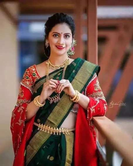 Bottle Green Wedding Saree