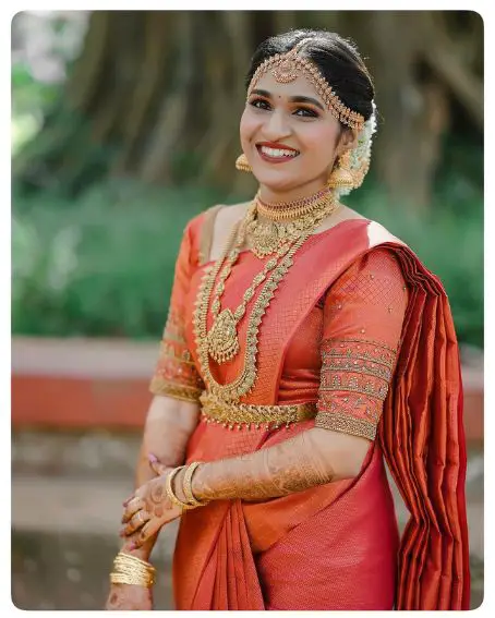 Bridal Bricks Red Wedding Saree With Stone Work