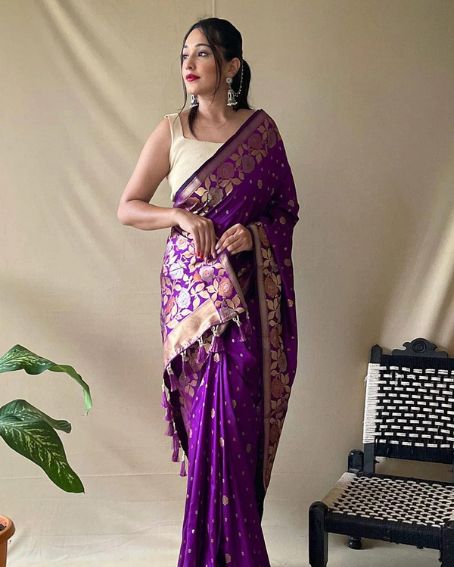 Byzantine Purple Silk Saree