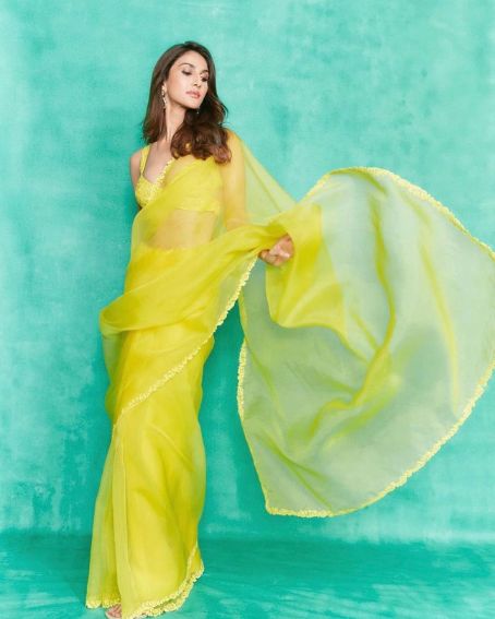 Canary Yellow Diaphanous Organza Soft Saree