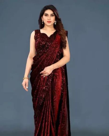 Delta Velvet Night Party Saree