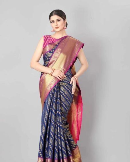 Designer Heavy border Leheriya Weaving Work Saree With Rich Pallu