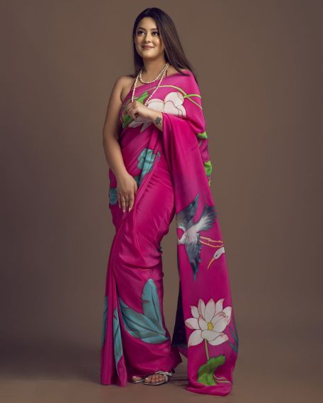 Hand-painted crepe silk saree