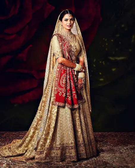 Isha Ambani's Hand-Embroidered Wedding Dress