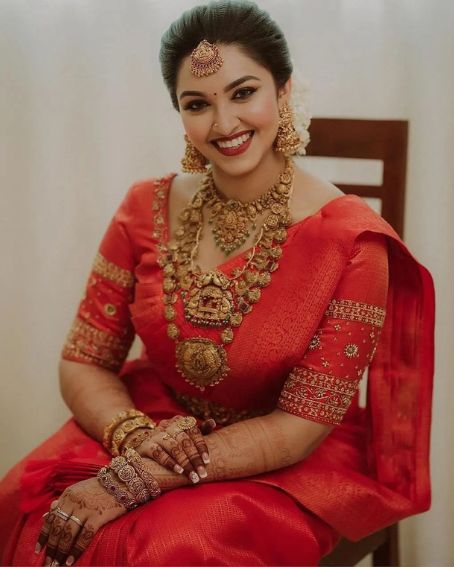Kerala Style Red Color Wedding Saree