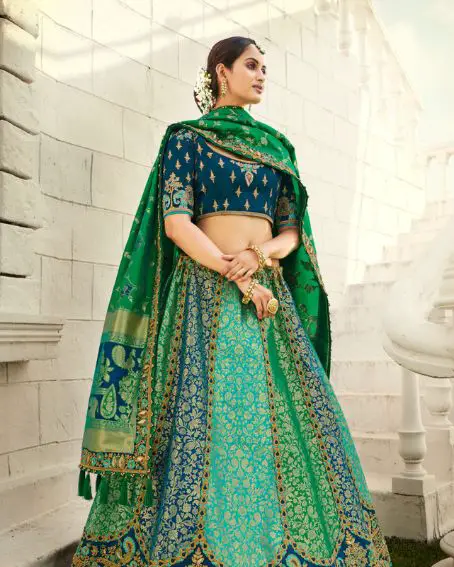 Lehenga Choli Modern Dress For Sister Marriage In Green Colour