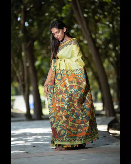 Madhubani Cotton Silk Saree