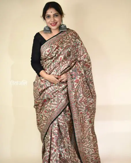 Madhubani Hand Painted Pure Handloom Tussar Silk Saree
