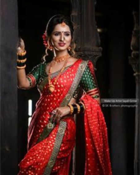 Marathi Bride in Royal Red Paithani Saree