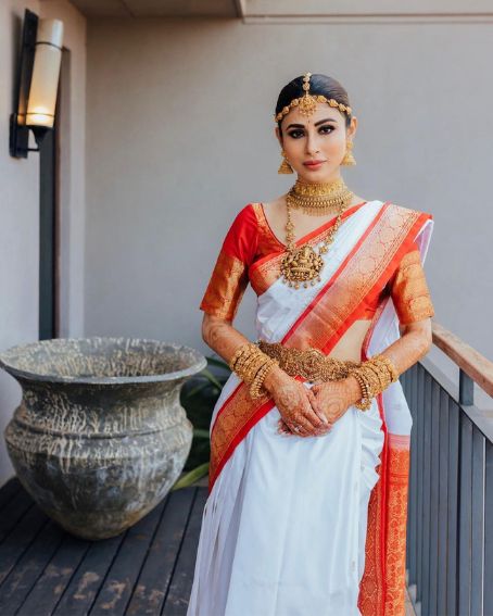 Mouni Roy's White Wedding Saree