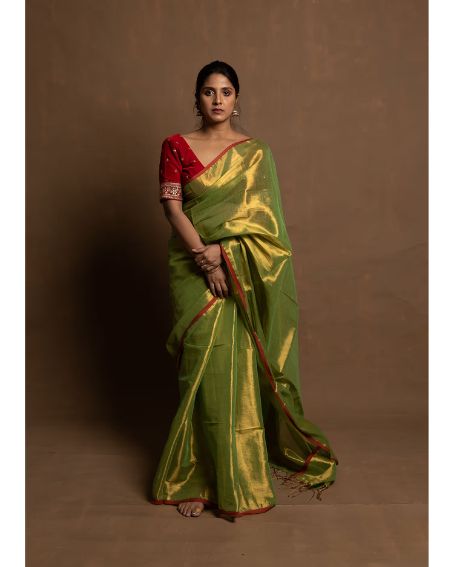 Neon Green Tissue Saree