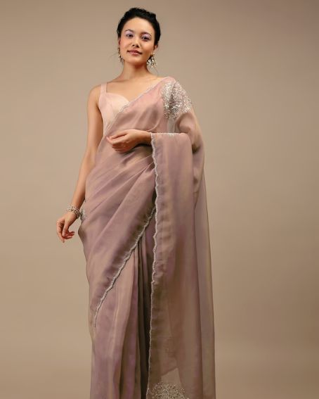 Orchid Haze Glass Tissue Saree