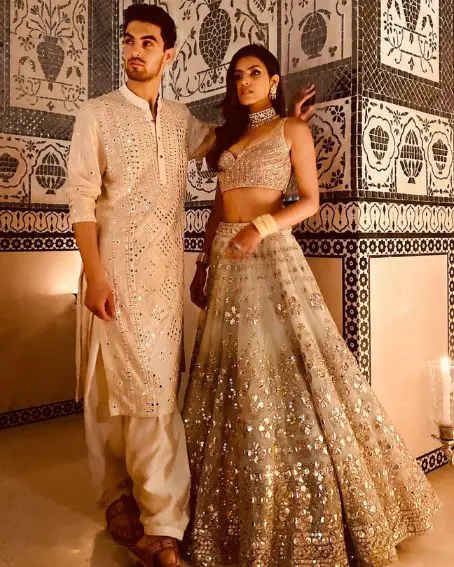 Pastel Color Sequins Lehenga Outfit for Brother's Wedding