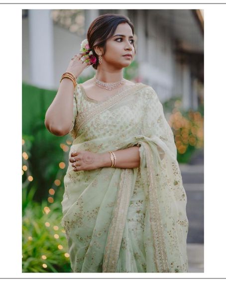 Pastel Green Reception Saree