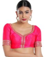 Maroon Velvet Sleeveless Blouse with Sweetheart Neckline