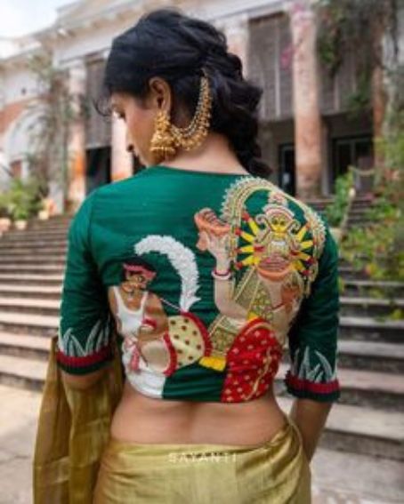 Printed Blouse for Durga Puja