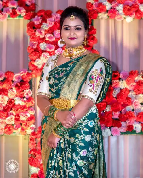 Pure Katan Kadhwa Meena Jungla Banarasi Saree