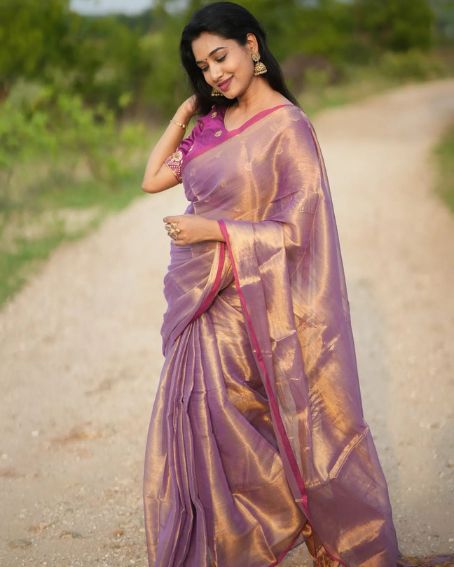 Purple Tissue Saree