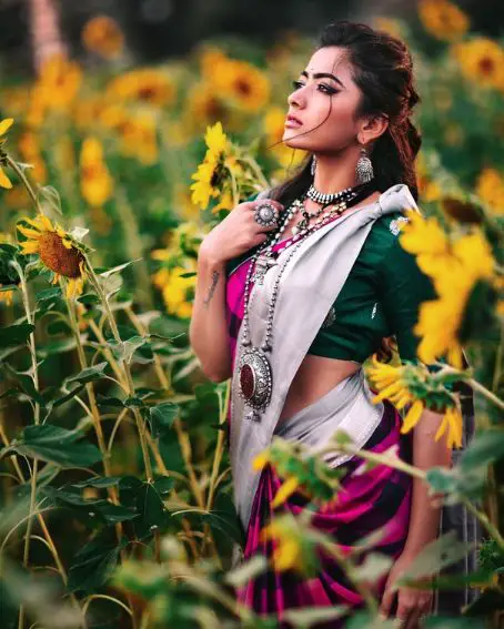 Rashmika in Purple Saree