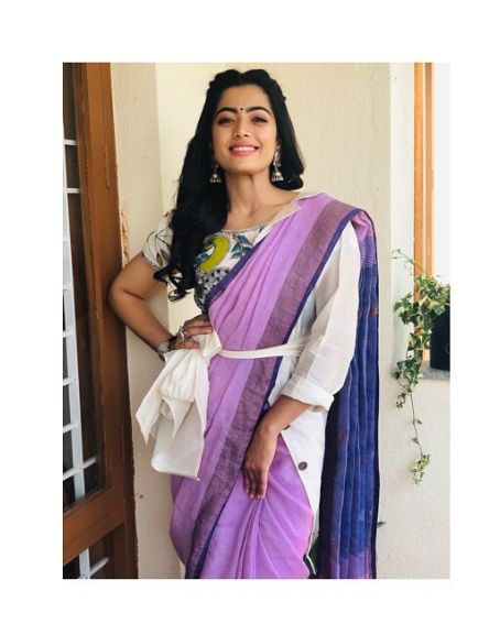 Rashmika in Violet Saree with Jacket Model Blouse