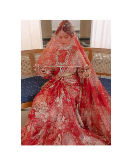 Red Color Floral Bridal Wedding Saree
