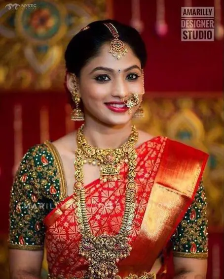 Red Color Wedding Saree Blouse Designs