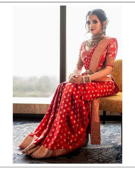 Red Kanjeevaram Designer Silk Sarees For Wedding Reception