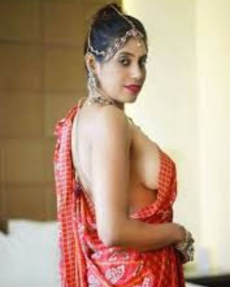 Red Saree without Blouse