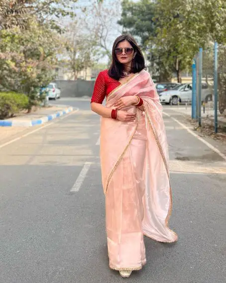 Rose Gold Pure Tissue Silk Saree