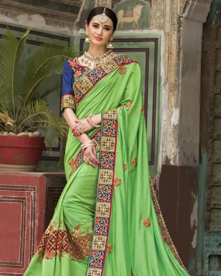 Silk Beads Work Classic Saree With Embroidery Blouse