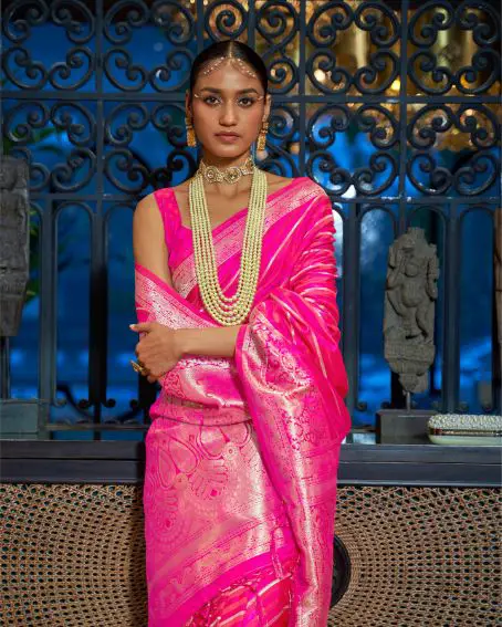 Silk Saree Shopping With Price In Pink